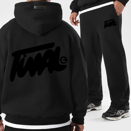 Final Club - Conjunto de sudadera con capucha y pantalón de chándal FNL Black Logo